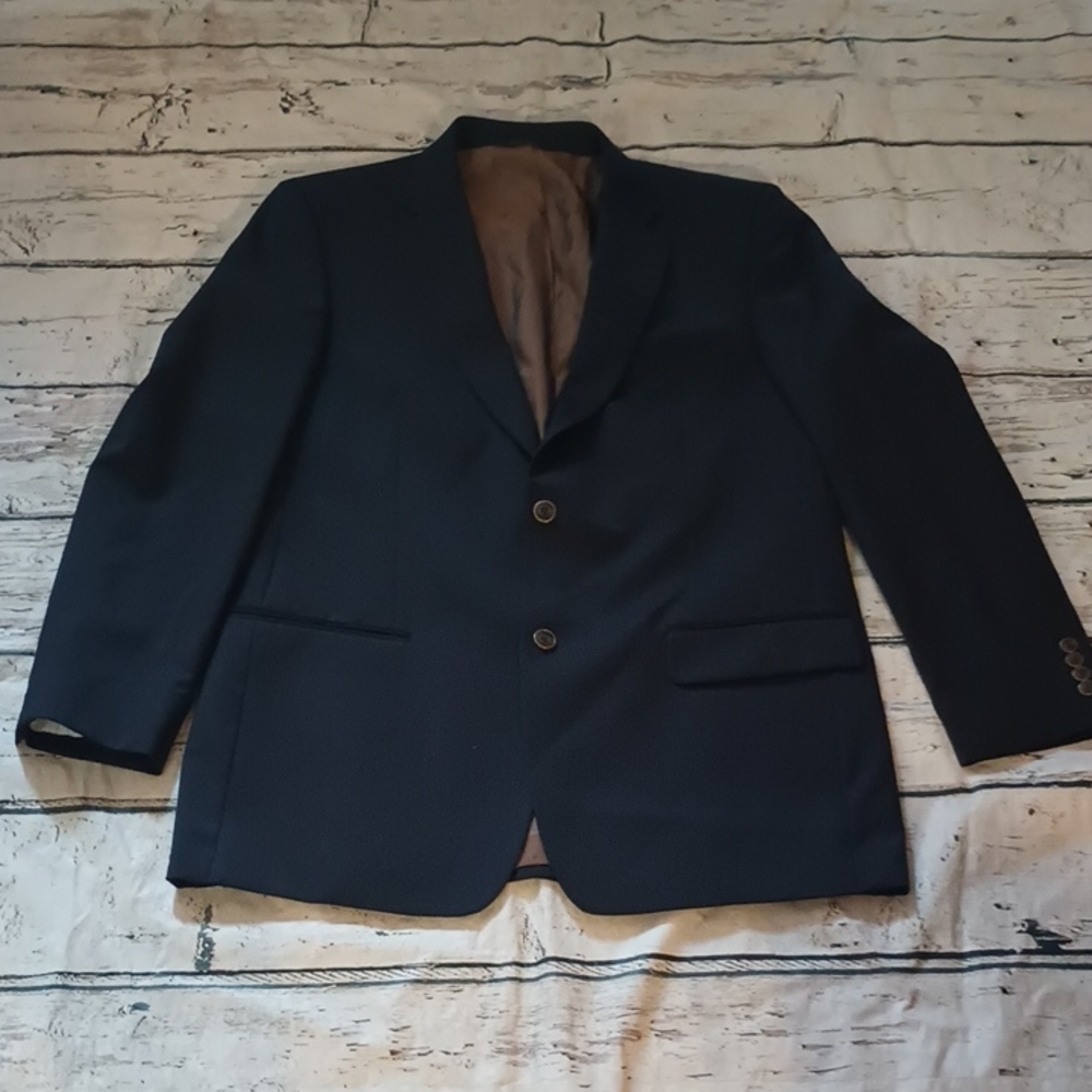 Joseph & Feiss Navy Blue Gold Button Wool Blazer 43L